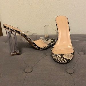 Snake pattern with clear heel.